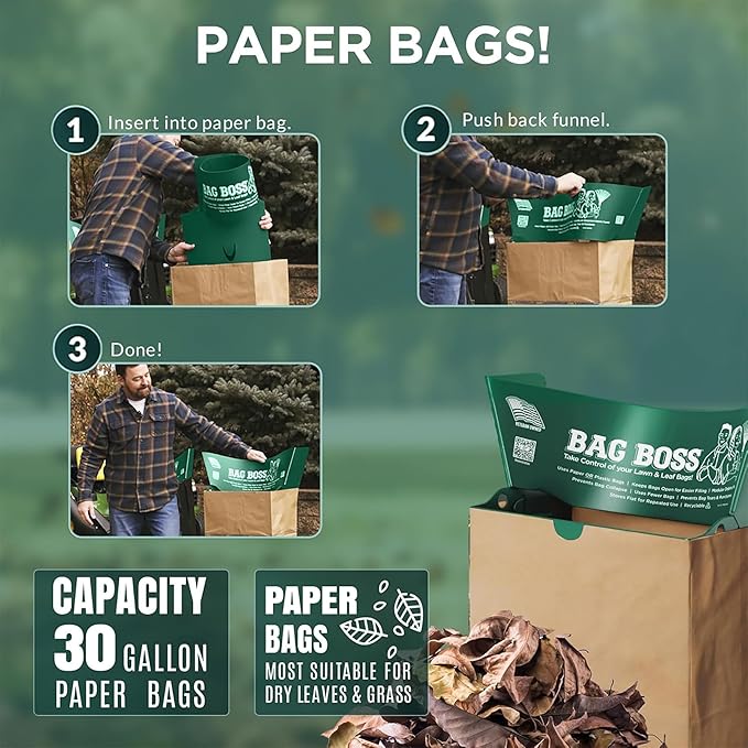 Lawn & Leaf Bag Holder Stand | Fits 33-55 Gallon Paper or Plastic Yard Waste Bags | Foldable Trash Bag Holder Stand
