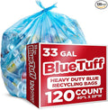 Heavy-Duty Blue Recycling Bags, 120-Pack Blue Garbage Bags For Recycling | 33-Gallon Capacity| Commercial, Industrial or Home Use