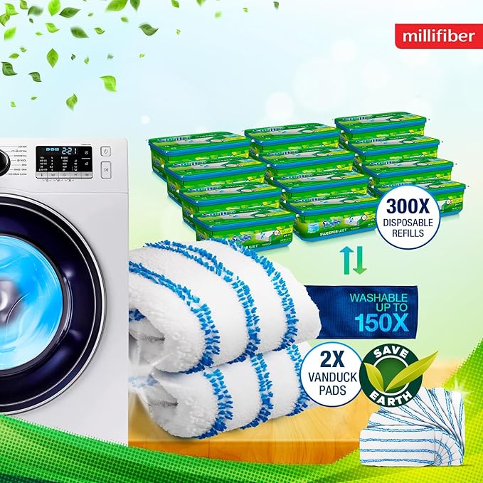 Microfiber Reusable Mop Pads Compatible with Swiffer Sweeper (2-Pack) Washable Mop Pads for Wet & Dry Use (Handle is Not Included)