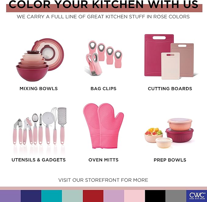 COOK WITH COLOR Food Clips - Wide Heavy Duty Chip Clips, Large Bag Clips for Food Storage with Air Tight Seal Grip, Pack of 4, Pink