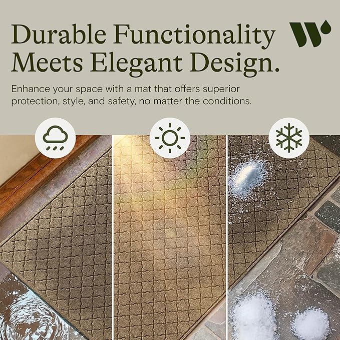 WaterHog Heavy Duty Doorway Mat, 4' x 6', Made in USA, Durable & Skid-Resistant Entryway Mat, Water-Trapping, Indoor/Outdoor Decorative Floor Covering, Cordova Collection, Khaki/Camel