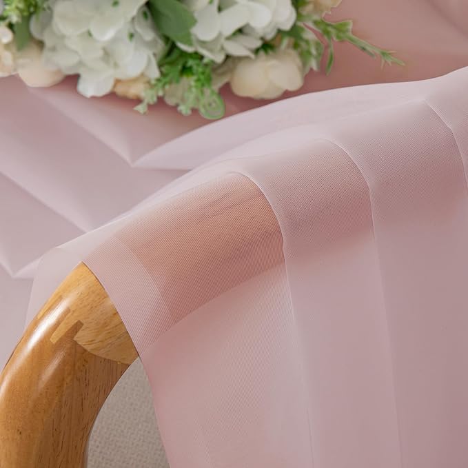 Chyhomenyc Sheer Curtains 63 Inch Length 2 Panels, Light Filtering Rod Pocket Window Sheer Curtain Drapes for Bedroom Living Room, 42Wx63L, 2 Panels, Blush Pink