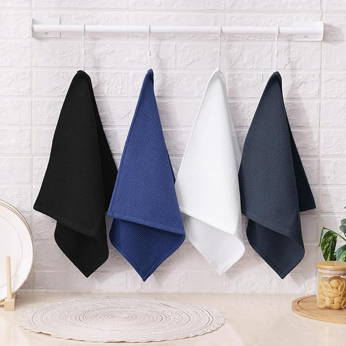Homaxy 100% Cotton Waffle Weave Dish Cloths - 12 Pack Soft and Absorbent Dish Towels - 12 x 12 Inches Quick Dry Dish Rags - Multiple Colour
