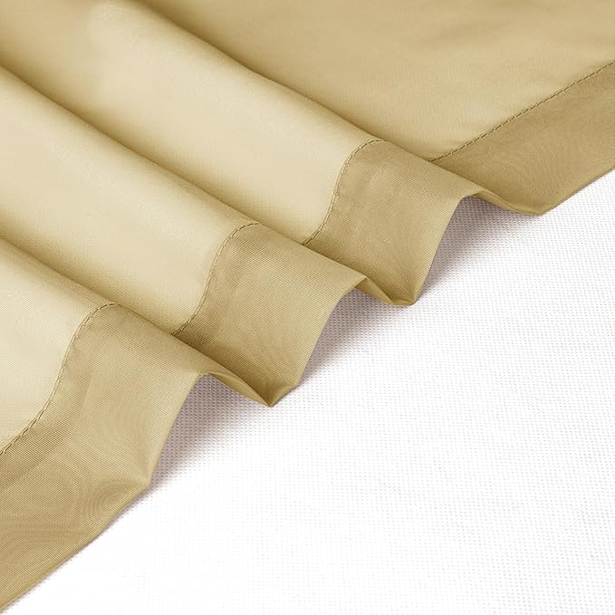 Chyhomenyc Gold Sheer Curtains 30 inch Length 2 Panels, Light Filtering Voile Rod Pocket Short Window Curtians for Bathroom Living Room Farmhouse Small Windows, 42Wx30L inches