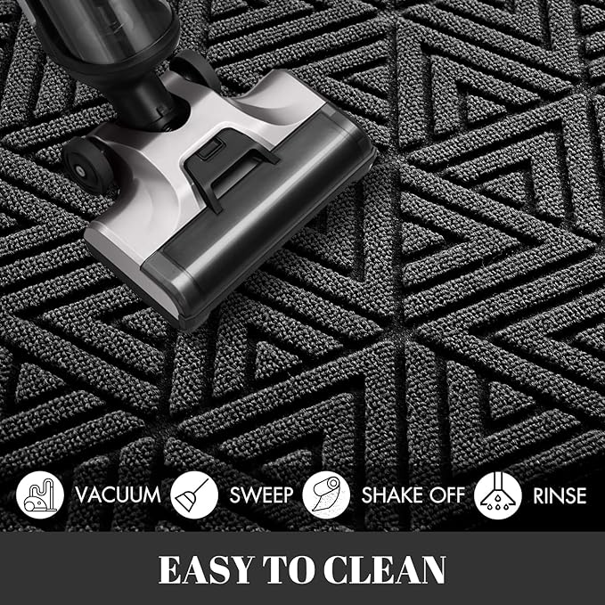 Yimobra Front Door Mat Outside Entrance 72 x 24, Waterproof and Washable Outdoor Mat, Non Slip Rubber Backing, Heavy Duty Welcome Matt for Home Entry Floor Porch Garage Office, Low Profile, Black