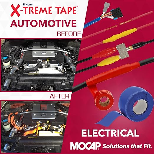 X-Treme Tape MOCAP Heavy Duty Electrical Tape, Self-Fusing Silicone Rubber, Waterproof & Insulating Flexible Tape, Electrical for Hose, Automotive, Outdoor & Repairs - 1" x 10ft Roll - Blue