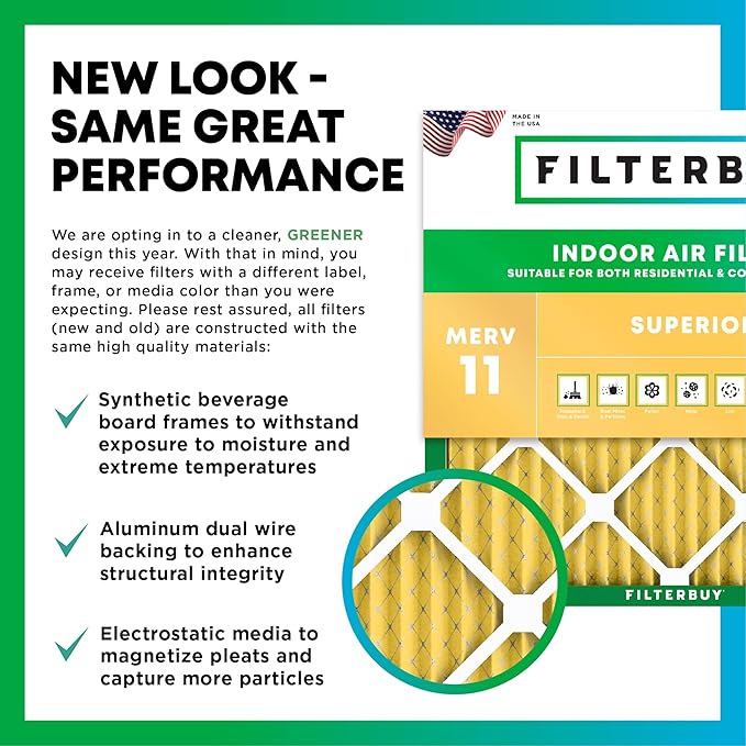 Filterbuy 12x25x2 Air Filter MERV 11 (MPR 1200) Allergen Defense Replacement (3-Pack), Electrostatic Pleated HVAC AC Furnace Filters, Made in USA (Actual Size: 11.50 x 24.50 x 1.75)