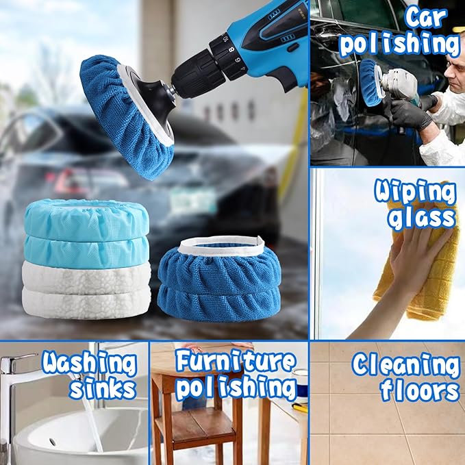 40 Pieces Polishing Bonnet Pads,Car Polisher Pad Bonnet 5-6 Inch, Car Buffer Bonnets Microfiber Bonnet Waxers Bonnet Set,Mix Pack 24 Microfiber 8 Non Woven 8 Woolen for Car Polisher