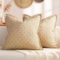 ZWJD Pillow Covers 24x24 Set of 2 Soft Polyester Textured Pillow Covers with Stylish Flange Edge Cozy Farmhouse Throw Pillows for Couch Bed Sofa Living Room
