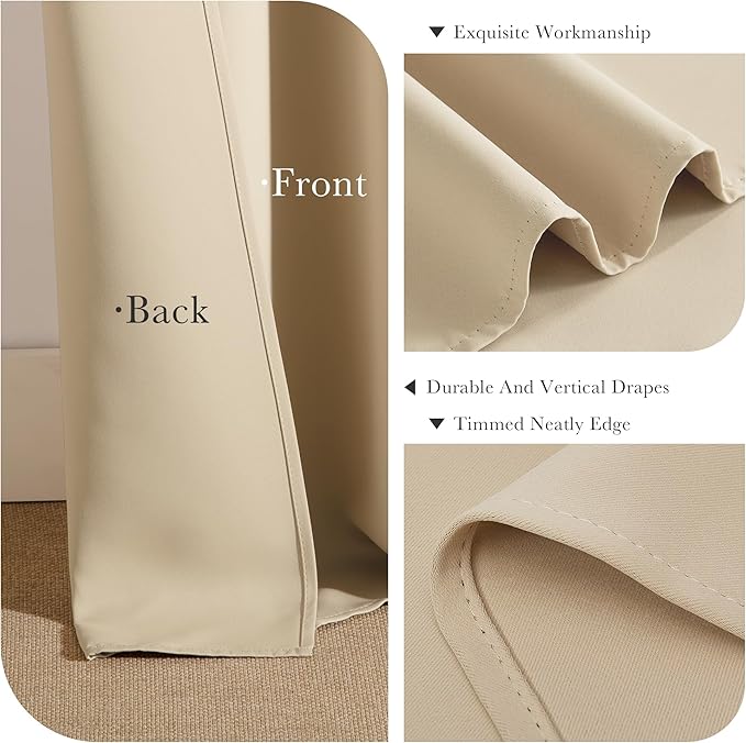 PONY DANCE 30 Inch Length Curtains - 2 Panels Blackout Thermal Insulating Small Curtain Tiers for Bathroom with Top Grommet (Biscotti Beige, 29 Inch Width)