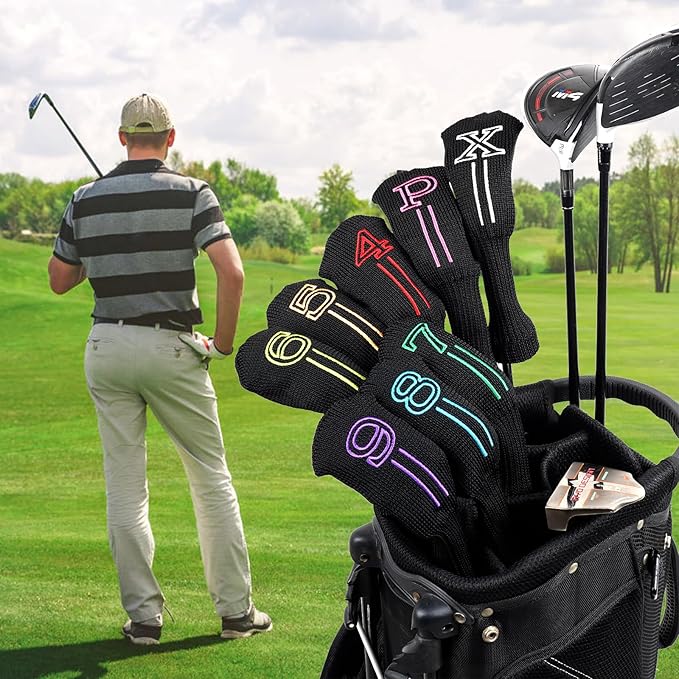 mytag 8PCS Golf Hybrid Iron Covers Set, Knit Hybrid Head Covers, Fits Cobra T Rail, Cleveland Launcher, Wilson Launch Pad, Tour Edge Hot Launch - Customizable