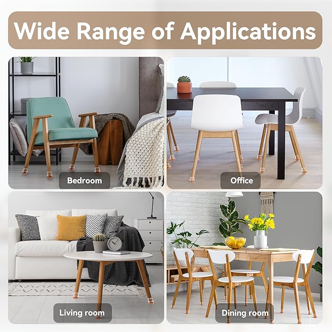 24PCS Upgraded Silicone Chair Leg Floor Protectors for Hardwood Floors, Furniture Sliders for Chair Legs, 360°Felt Pad Bottom Wrapped Thickening Furniture Pads Cap Covers to Scratch and Reduce Noise