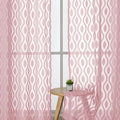 Aiyufeng Blush Pink Sheer Curtains 84 Inches Long 2 Panels Set, Soft Airy Lightweight Transparent Wavy Line Jacquard Farmhouse Curtians for Bedroom Living Room, Dual Rod Pocket, Total 80 inches Width