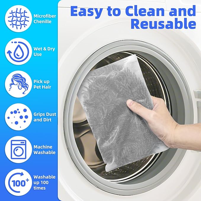 Reusable Microfiber Mop Pads Compatible with Sweeper Mop, Replacement Wet Mopping pad Refills & Washable Dry Sweeping Cloths for Use on All Sealed Floors - Stone, Hardwood, Laminate & Tile (6 Grey)