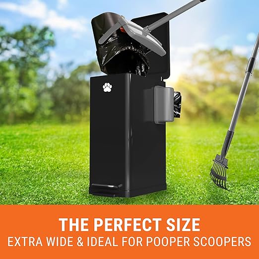 Pupzle Dog Poop Trash Can Outside, 3.2 Gal Metal Dog Waste Trash Can with Lid Outdoor, Waste Container with Pedal Garbage Poop Bin, Poo Bucket Outdoor with Lid for Backyard Odor Control