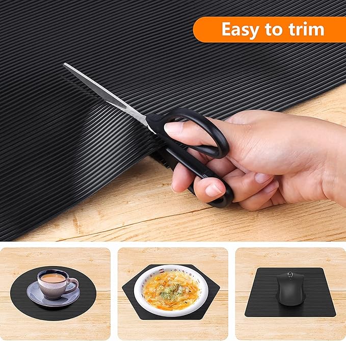Shelf Liners for Kitchen Cabinets Non Adhesive Drawer Liner EVA Material Cupboard Mat Refrigerator Mats Washable Fridge Liner for Cabinet, Storage and Desks 23.6 x 393.7 Inches Black