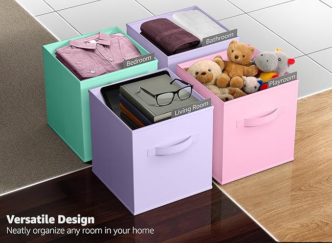 Sorbus Foldable Storage Cubes - 6 Pack, 11 Inch, Fabric, Foldable, Storage and Organization, Versatile Use, Collapsible Storage, Lightweight and Durable
