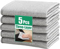 JOYMOOP Multipurpose Non-Scratch Silver Fiber Dishwashing Cloths, Reusable Cleaning Rags, Scrubbing Pads for Dishes, Glass, Stainless Steel - 5 Pack
