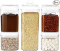 Felli Flip Tite Food Storage Container 5" LARGE 5pk Set + No Residue Label, Airtight Lid Easy Lock Top Stackable, Plastic Canister Jar for Pantry Kitchen Fridge Organizer Pasta Protein Powder Spice