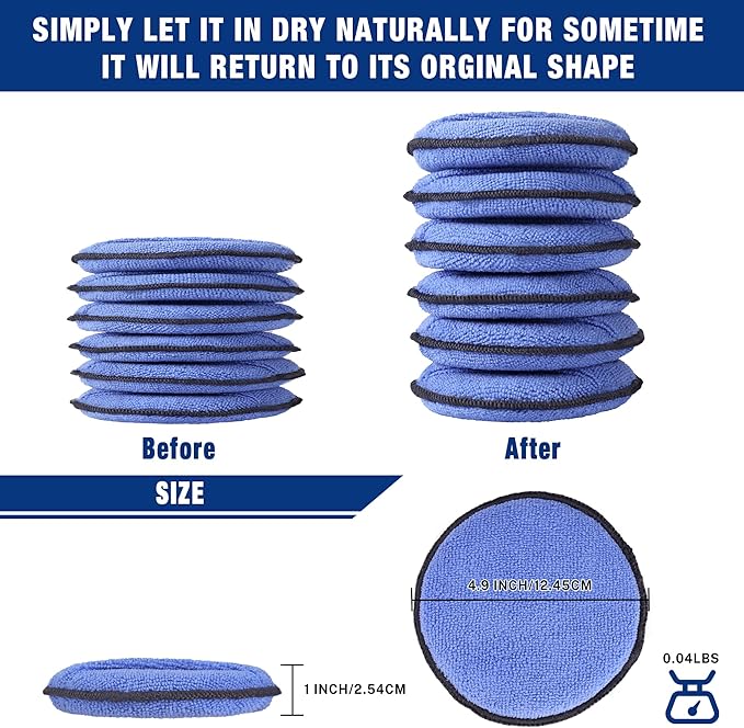 WORKPRO 18-Pack Car Wax Applicator Pads with Finger Pocket, Microfiber Soft Foam Polishing Pads for Car Detailing & Cleaning, Lint-Free, High Resilience