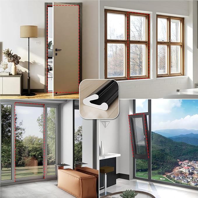V-Shaped Weather Stripping Door Seal, 19.7FT Draft Stopper for Doors/Windows, Gaps, Dustproof, Soundproof & Thermal Insulating, Noise-Reducing, Light-Blocking Door Gap Filler