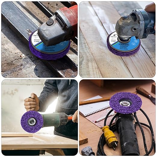 20 Pcs 4" x 5/8" Strip Discs Bulk, Paint Stripping and Rust Removal Wheels for Angle Grinders, Abrasive Grinding Discs for Metal, Wood, and Fiberglass, Purple