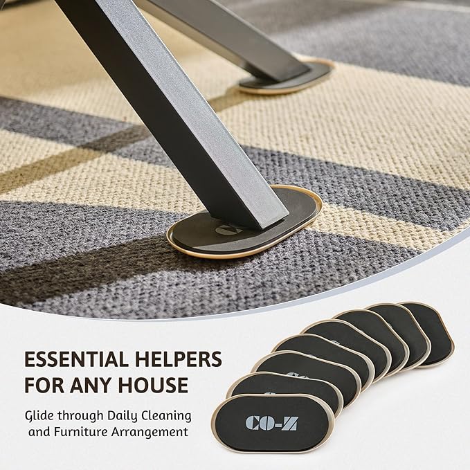 CO-Z Large Furniture Sliders - 8 Pack, 6" x 9 1/2" Oval Reusable Furniture Sliders for Carpet, Heavy-Duty Furniture Gliders Movers for Hardwood Floors, Plastic Moving Pads for Heavy Furniture