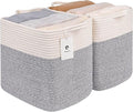 Medium and Large Woven Basket//With Handle, Used for Toys and Fabric Storage Basket used for Storing xl Storage Box, Decorative Storage Box Room 2pack (14L12H Silver Gray, 14L*10W*12H)