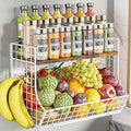 Magnetic Shelf for Fridge with Wood Lid, Fruit Potato and Onion Storage Bins, Pantry Organizers and Storage, Strong Magnetic Spice Rack for Refrigerator, Kitchen Counter and Laundry Room (Large)