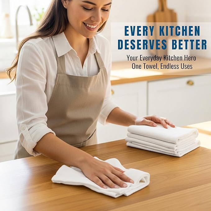 Flour Sack Towels| Tea Towel for Crafts| Kitchen Dish Cotton Blank Towel for Embroidery|Baking Bread Proofing Linen Cover| Thick Absorbent Quick Dry| 12 Pack 18"x28" White