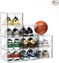 9 Pack Thicken Shoe Organizer Stackable,Upgraded Sturdy Shoe Storage Box with Magnetic Door,Shoe Containers For Sneaker Display,Hat Organizer,White