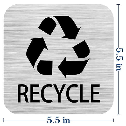 Recycle and Trash Magnets Sticker for Recycling Bins and Kitchen Cans, 2 Magnetic Sticker Adhesives for Garbage Containers, Outdoor Waste Bin