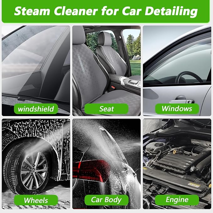 Handheld Steam Cleaner, 2500W High Pressure Steamer for Cleaning, Portable Steam Cleaner with 1.6L Water Tank, 3 Levels Adjustable Handle, Steam Cleaner for Home, Car, Furniture, Bed Bugs (Red)