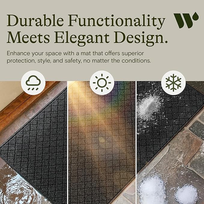 WaterHog Heavy Duty Doorway Mat, 4' x 6', Made in USA, Durable & Skid-Resistant Entryway Mat, Water-Trapping, Indoor/Outdoor Decorative Floor Covering, Cordova Collection, Charcoal