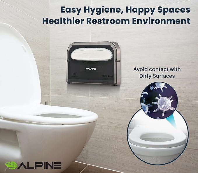 Alpine Toilet Seat Cover Dispenser - Wall Mount Disposable Toilet Seat Cover Holder For Commercial And Residential Use, Half Fold.