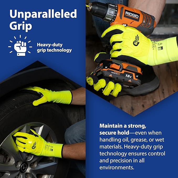 Quest Protective Apparel - High Visibility Cut Resistant Work Gloves - Puncture Resistant Safety Gloves for Men and Women Large, 1 Pair
