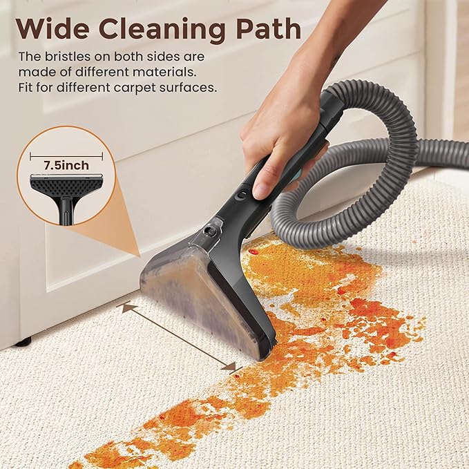 DEVOAC C8 Portable Carpet Upholstery Spot Cleaner Machine with Versatile Tools, Self-Cleaning, 18Kpa Powerful Suction, Pet Stain Remover, Car and Auto Detailer (Green)
