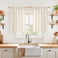YoungsTex Short Linen Curtains 36 Inch Length for Kitchen Window, Light Filtering Drapes Semi Sheer with Rod Pocket Back Tab for Bathroom Cafe, 2 Panels, 42 X 36 Inch