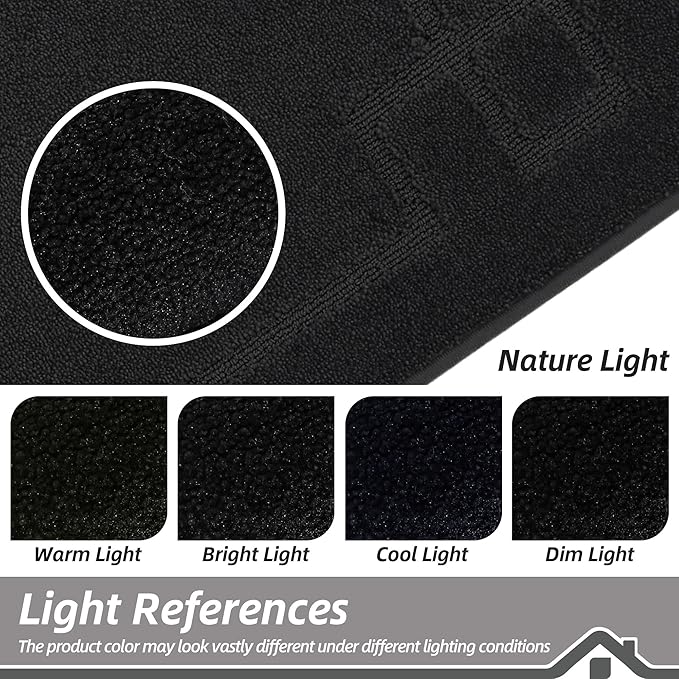BEQHAUSE Door Mat 20" x 32", Non-Slip Door Mats Indoor Entryway Rugs Washable Low-Profile Absorbent and Stain Resist Floor Mats, Dog Door Mat for Front Back Door, Muddy Wet Shoes & Paws, Black