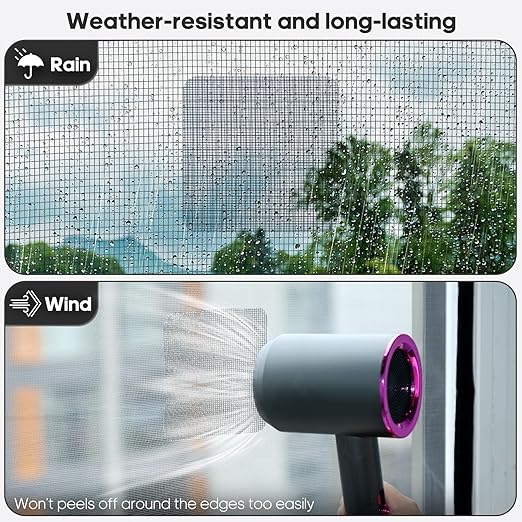 28 Sheets Window Screen Patches Repair Kit, Grey/Black 3 Sizes Window Screen Repair Kit for Mesh Screen Door, Strong Adhesive Fiberglass Quick Screen Repair Tape