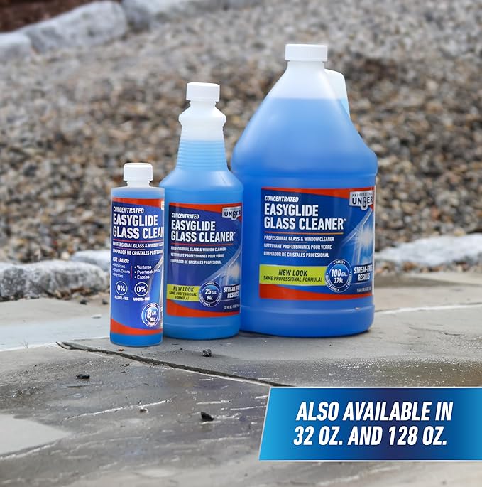 Unger Professional Streak-Free EasyGlide Glass Cleaner Concentrate, 1 Gallon, Ammonia-Free, Makes 100 Gallons of Solution, Safe for Tinted Windows, LOW-E, Windshields and Mirrors