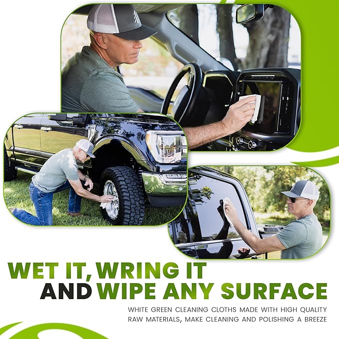4-Pack Reusable Cleaning Cloths for Streak-Free Windows, Mirrors & All-Purpose Use – Chemical-Free, Absorbent, Non-Abrasive, 16" x 16" White Cleaning Rags, Made in The USA