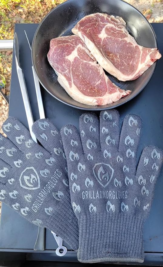Grill Armor Oven Gloves 932°F Extreme Heat & Cut Resistant Oven Mitts with Fingers for BBQ, Cooking, Grilling, Baking – Accessory for Smoker, Cast Iron, Fire Pit, Camping, Fireplace, Griddle & More