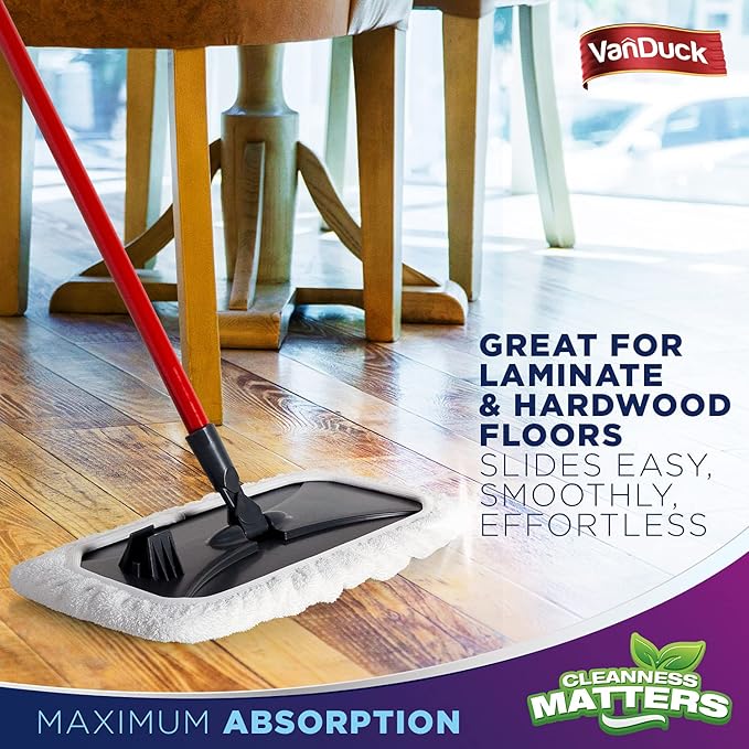 VanDuck 100% Cotton Terry Cloth Mop Pads 15x8 Inch 6-Pack (Handle is Not Included)
