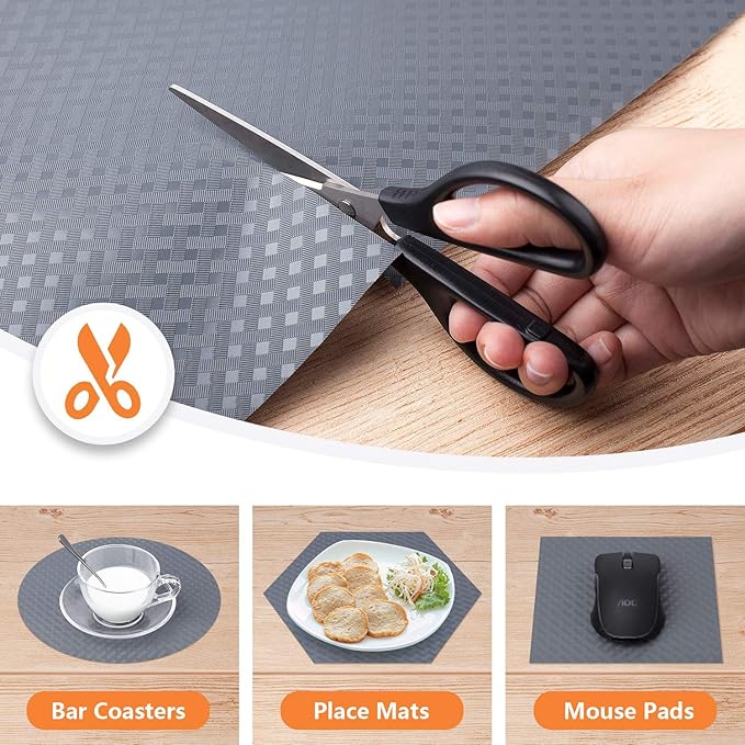 Shelf Liners for Kitchen Cabinets Refrigerator Liners Waterproof Kitchen Cupboard Liner Durable Plastic Drawer Mats EVA Material Non Adhesive Fridge Liner for Shelves - Gray 17.5 x 78.7 Inches