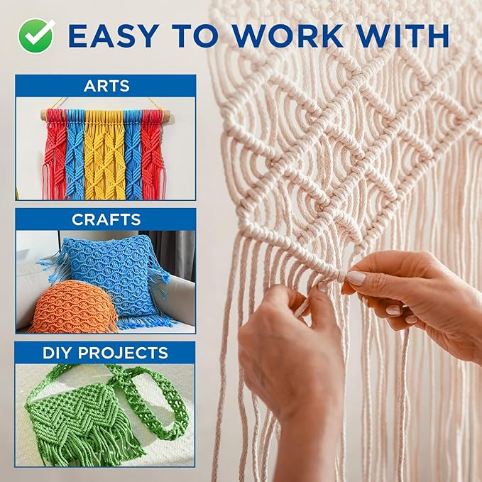 TECEUM 500lb Cotton Rope 3/16” (5 mm) – 50 FT | 100 FT – Strong All-Purpose Braided Rope – Natural Cotton – for Crafting, Сamping, Clothes Line, DIY, Indoor & Outdoor Use – Black