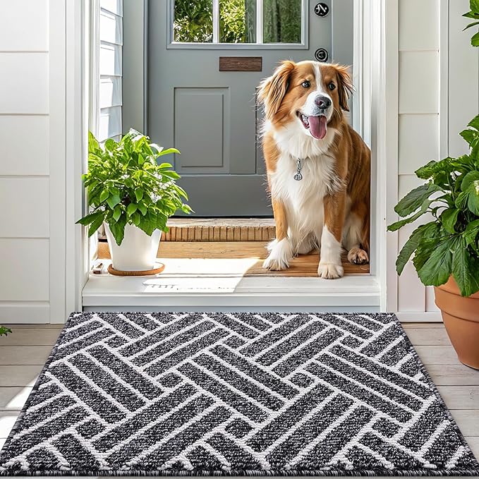OLANLY Runner Indoor Door Mat, 47x23 Inch, Dirt Resistant and Absorbent, Non-Slip Rubber Backing Floor Mats, Easy Clean Low-Profile Doormat for Entryway, Front Door, and Inside Entrance, Black