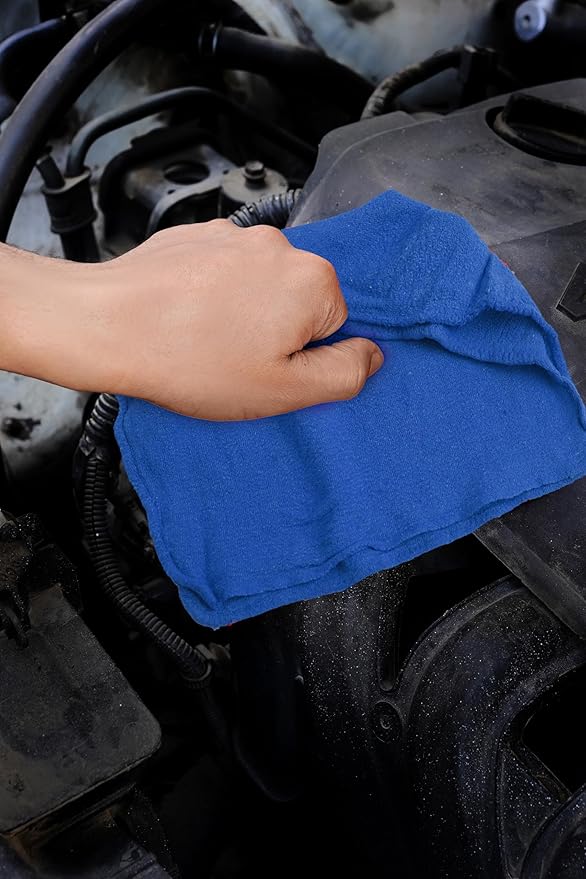 Cotton Shop Towels - Pack of 50 Cleaning Rags 12'' x 14'' - Super Soft and Absorbent Shop Rags for House - Multipurpose Cleaning Towels for Automobiles, Industries, Garage