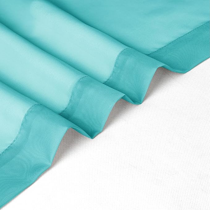 Chyhomenyc Sheer Turquoise Curtains 90 inches Long 2 Panels, Light Filtering Soft Airy Solid Elegant Voile Window Treatment Drapes for Bedroom Living Room Wedding Party Decor, 42 Wx90 L Inches