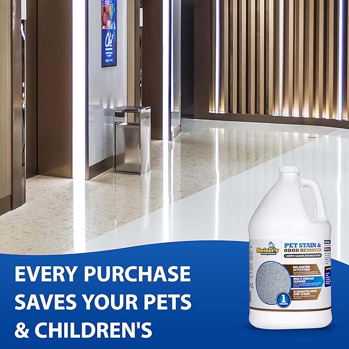 Sheiner's Pet Urine Enzyme Cleaner & Urine Odor Eliminator, Advanced Cleaning Bio-Enzyme Cleaner Solution for Carpets, Rugs, Upholstery & Multi-Surfaces, Safe for Pets & Kids. (128 oz)